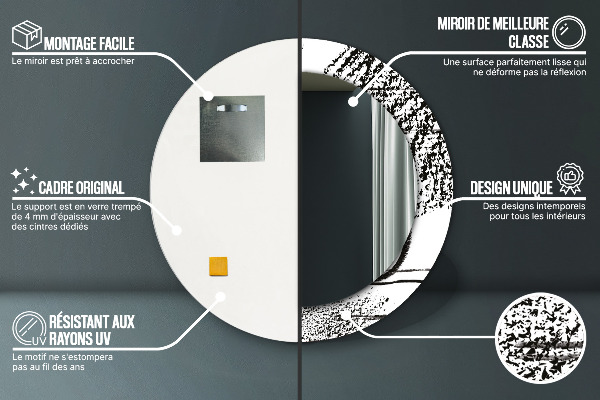 Specchio tondo con cornice stampata Modello di graffiti