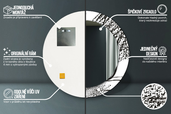 Specchio tondo con cornice stampata Modello di graffiti