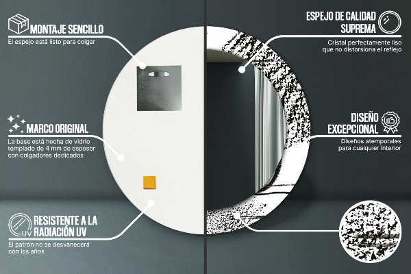 Specchio tondo con cornice stampata Modello di graffiti