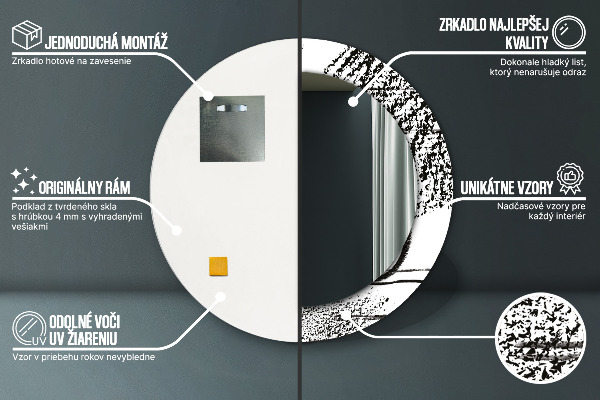 Specchio tondo con cornice stampata Modello di graffiti