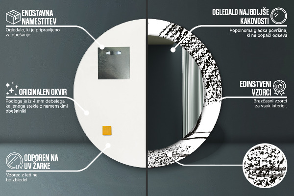 Specchio tondo con cornice stampata Modello di graffiti