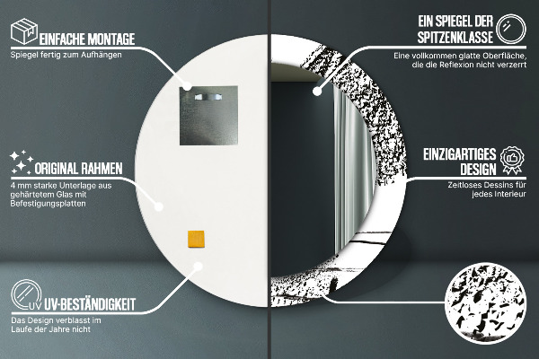 Specchio tondo con cornice stampata Modello di graffiti