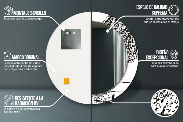 Specchio tondo con cornice stampata Modello di graffiti