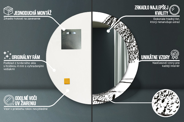 Specchio tondo con cornice stampata Modello di graffiti
