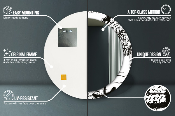 Specchio tondo con cornice stampata Modello di graffiti