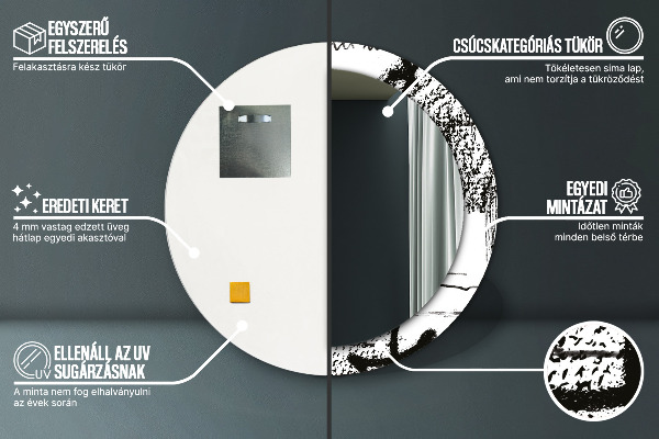 Specchio tondo con cornice stampata Modello di graffiti