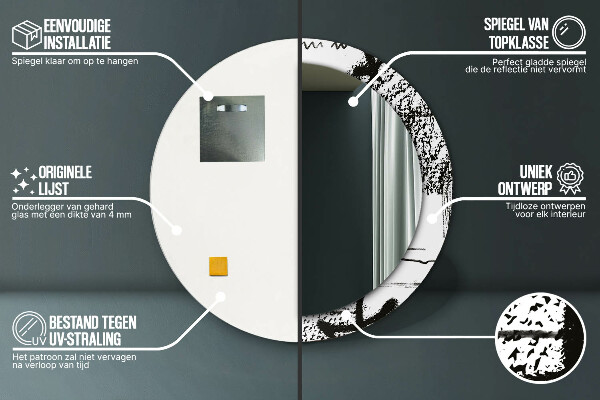 Specchio tondo con cornice stampata Modello di graffiti