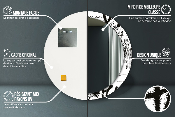 Specchio tondo con cornice stampata Modello di graffiti