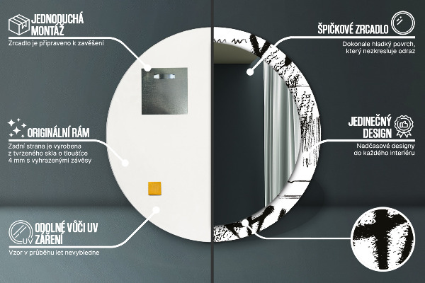 Specchio tondo con cornice stampata Modello di graffiti