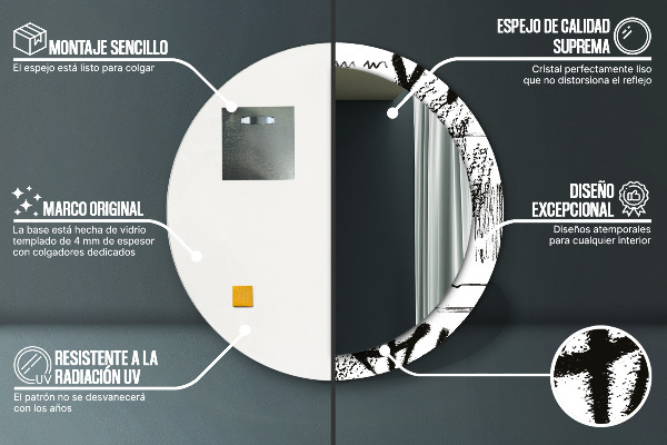 Specchio tondo con cornice stampata Modello di graffiti