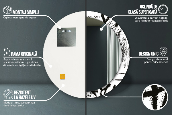 Specchio tondo con cornice stampata Modello di graffiti