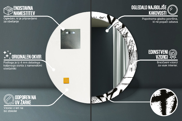Specchio tondo con cornice stampata Modello di graffiti