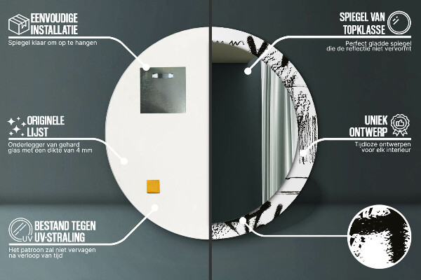 Specchio tondo con cornice stampata Modello di graffiti