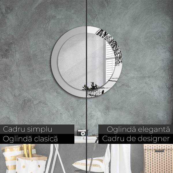 Specchio tondo con cornice stampata Modello di graffiti