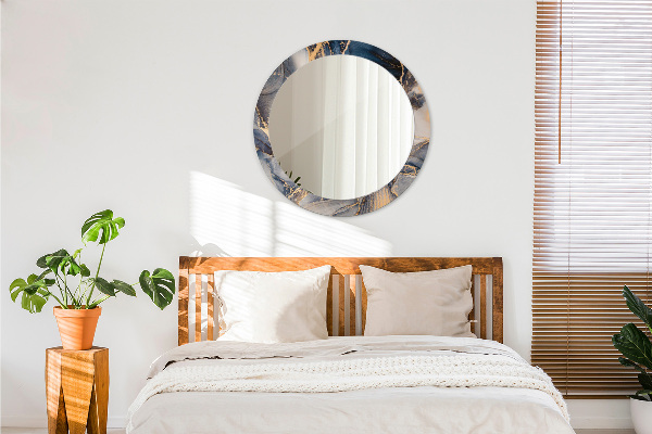 Specchio tondo con cornice stampata Fluido astratto