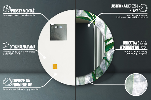 Specchio tondo stampato Foglie tropicali
