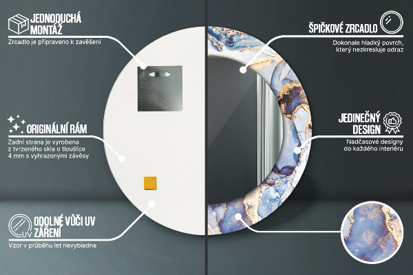 Specchio tondo stampato Arte liquida astratta
