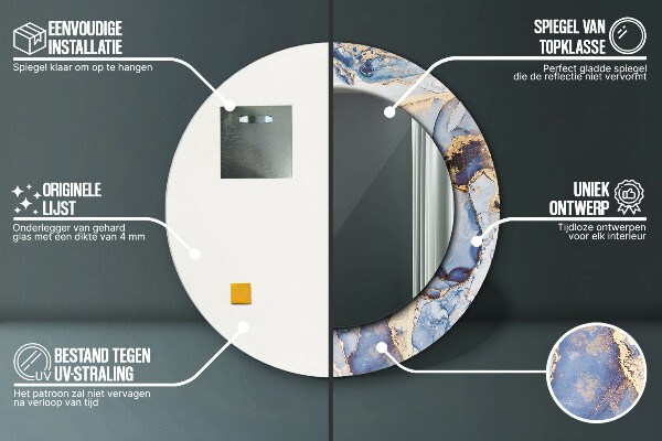 Specchio tondo stampato Arte liquida astratta