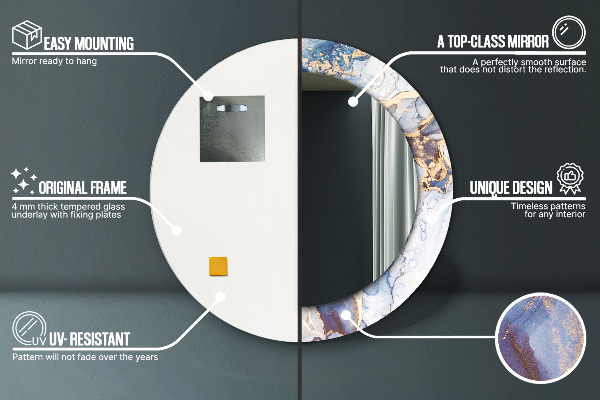 Specchio tondo stampato Arte liquida astratta