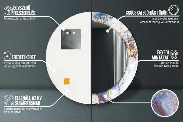 Specchio tondo stampato Arte liquida astratta