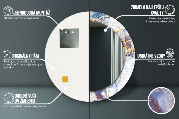 Specchio tondo stampato Arte liquida astratta