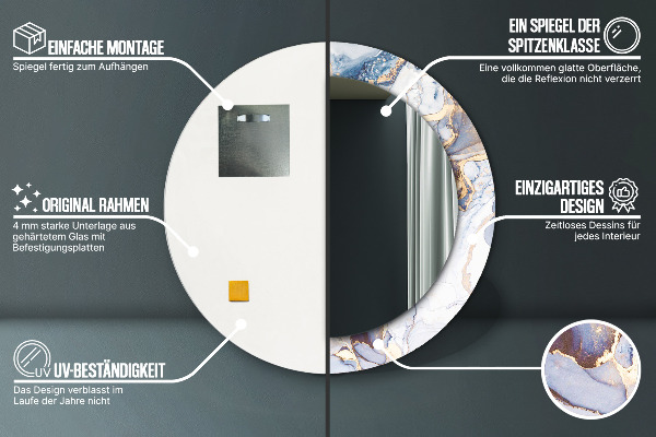 Specchio tondo stampato Arte liquida astratta