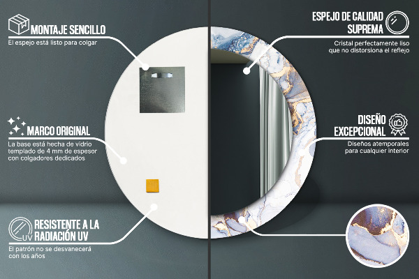 Specchio tondo stampato Arte liquida astratta