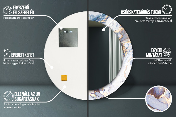 Specchio tondo stampato Arte liquida astratta