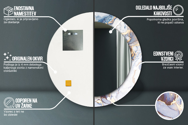 Specchio tondo stampato Arte liquida astratta