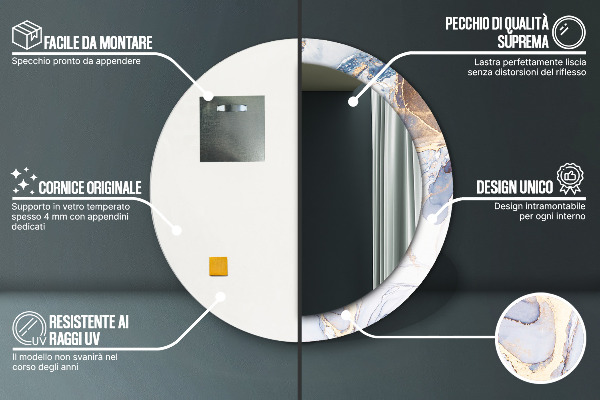 Specchio tondo stampato Arte liquida astratta