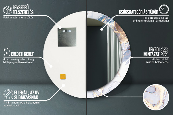 Specchio tondo stampato Arte liquida astratta