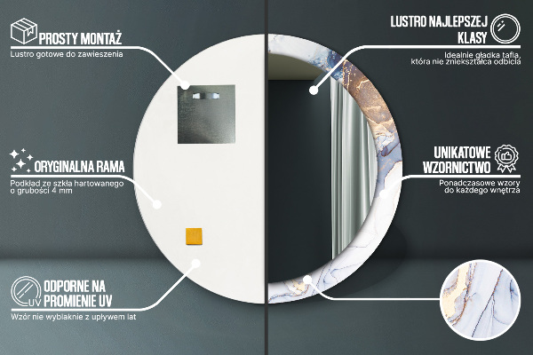 Specchio tondo stampato Arte liquida astratta