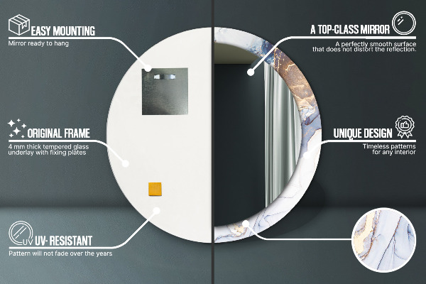 Specchio tondo stampato Arte liquida astratta