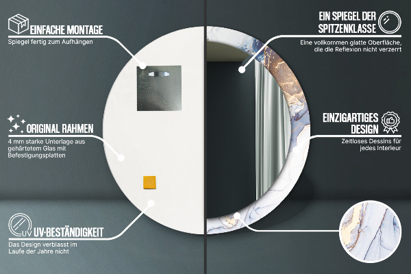 Specchio tondo stampato Arte liquida astratta