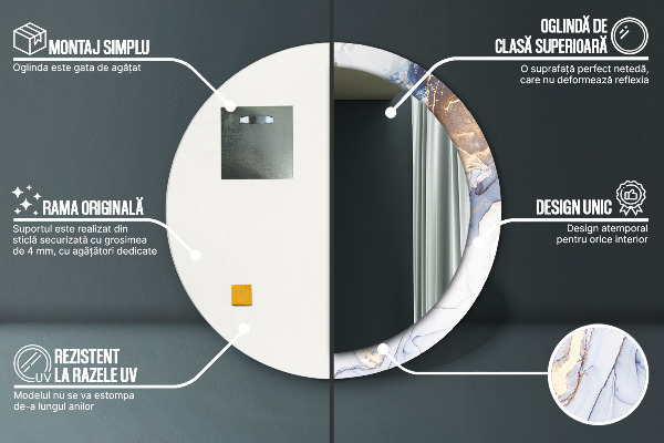 Specchio tondo stampato Arte liquida astratta