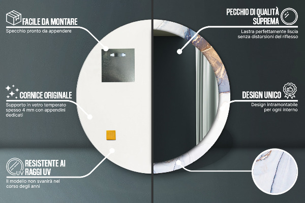 Specchio tondo stampato Arte liquida astratta