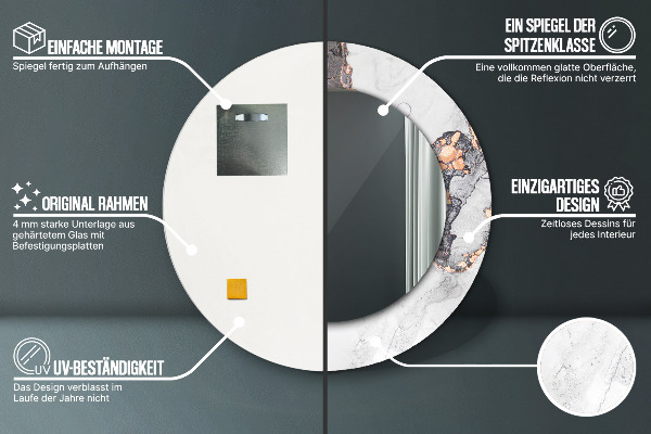 Specchio tondo stampato Fluido astratto