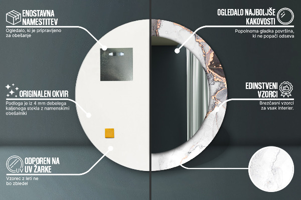 Specchio tondo stampato Fluido astratto