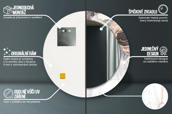 Specchio tondo stampato Fluido astratto