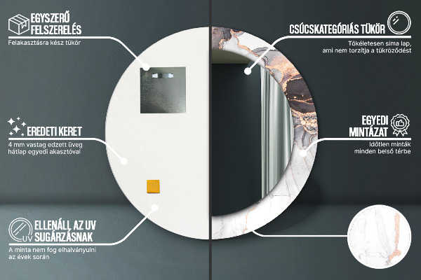 Specchio tondo stampato Fluido astratto