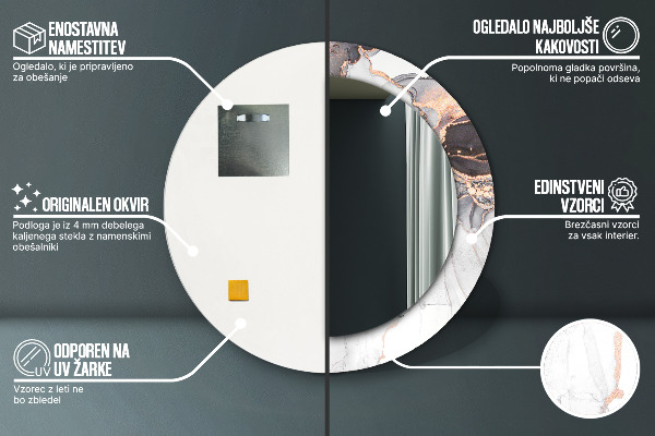 Specchio tondo stampato Fluido astratto