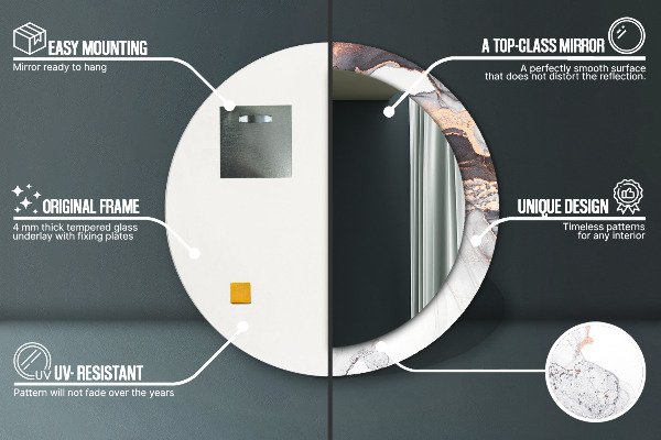 Specchio tondo stampato Fluido astratto