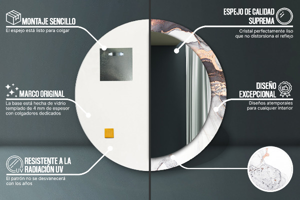 Specchio tondo stampato Fluido astratto