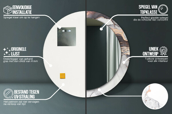 Specchio tondo stampato Fluido astratto