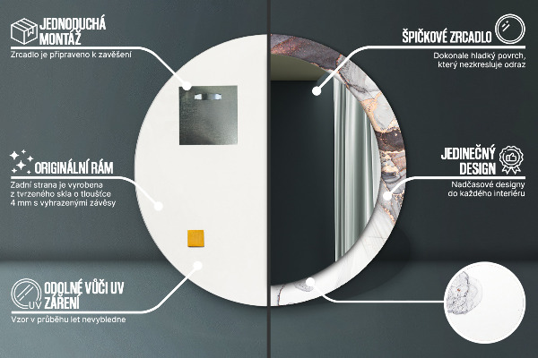 Specchio tondo stampato Fluido astratto