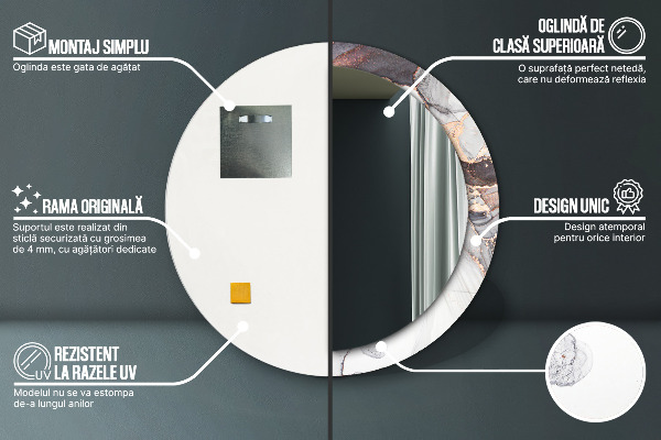 Specchio tondo stampato Fluido astratto