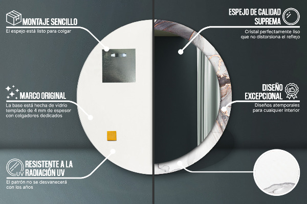Specchio tondo stampato Fluido astratto