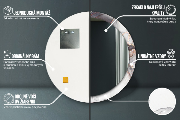 Specchio tondo stampato Fluido astratto