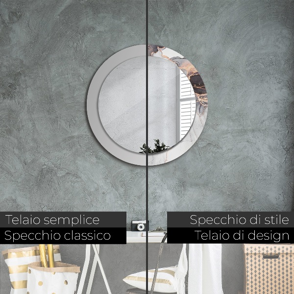 Specchio tondo stampato Fluido astratto