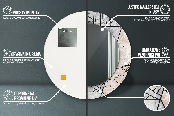 Specchio tondo stampato Astrazione animale